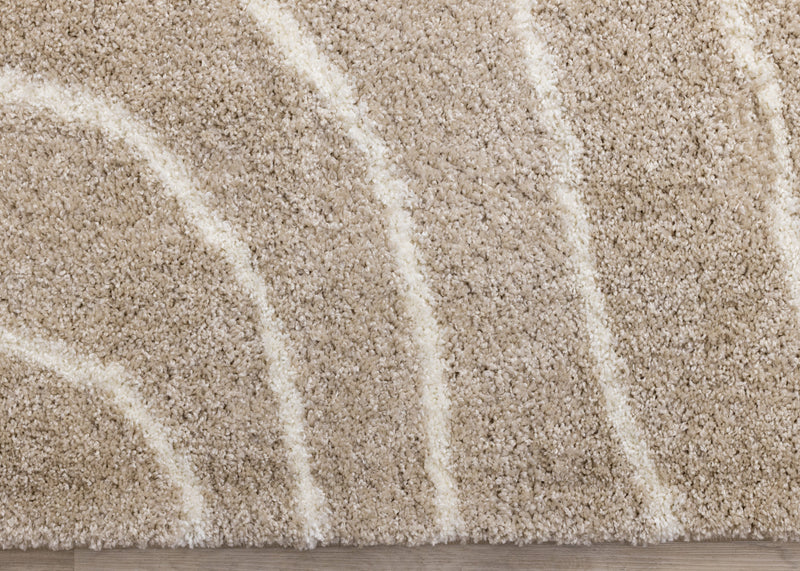 Fairmont Taupe Cream Curved Lines Rug, 6'7\" x 9'6\" Indoor Area Rug