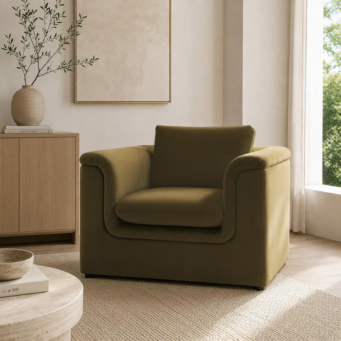 Haven Contemporary Modern Upholstered Accent Chair in Forest Green