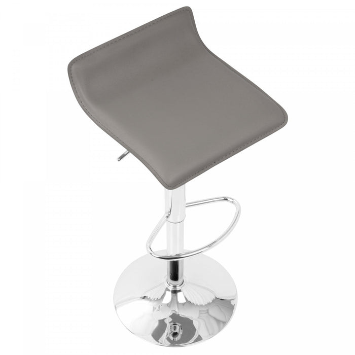 LumiSource Ale Grey Fabric Contemporary Adjustable Height Barstool with Swivel - Set of 2