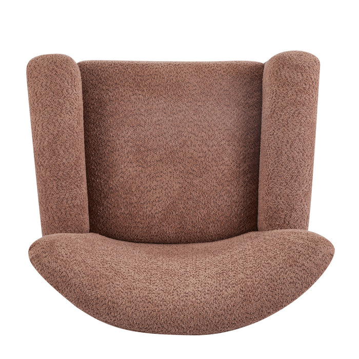 Wingate Cozy Wingback Armchair with Premium Fabric and Solid Wood Legs, Coral, Teak