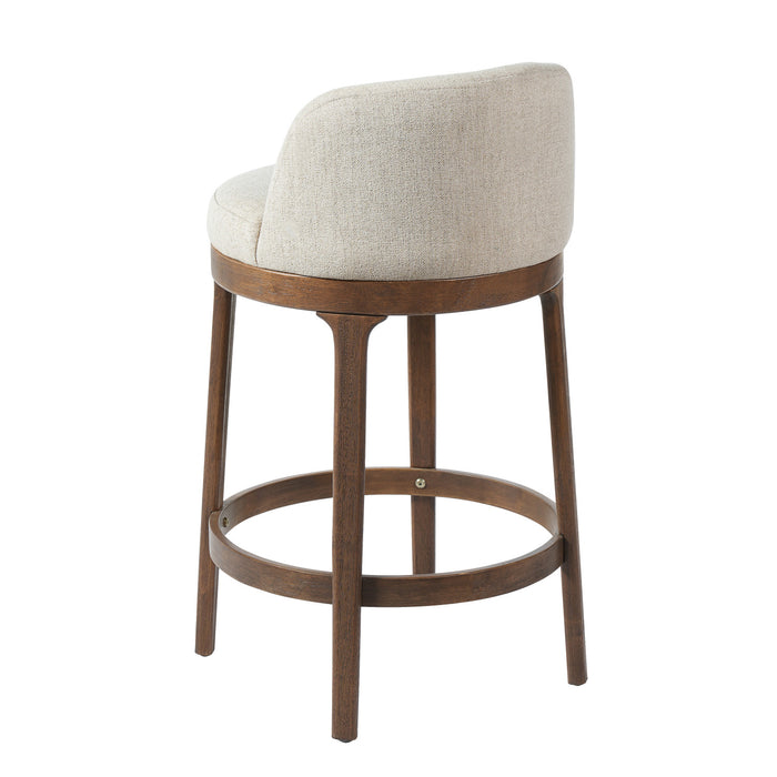 Amelia Ergonomic Rubberwood Counter Height Bar Stool Set of 2 with Upholstered Fabric,Walnut