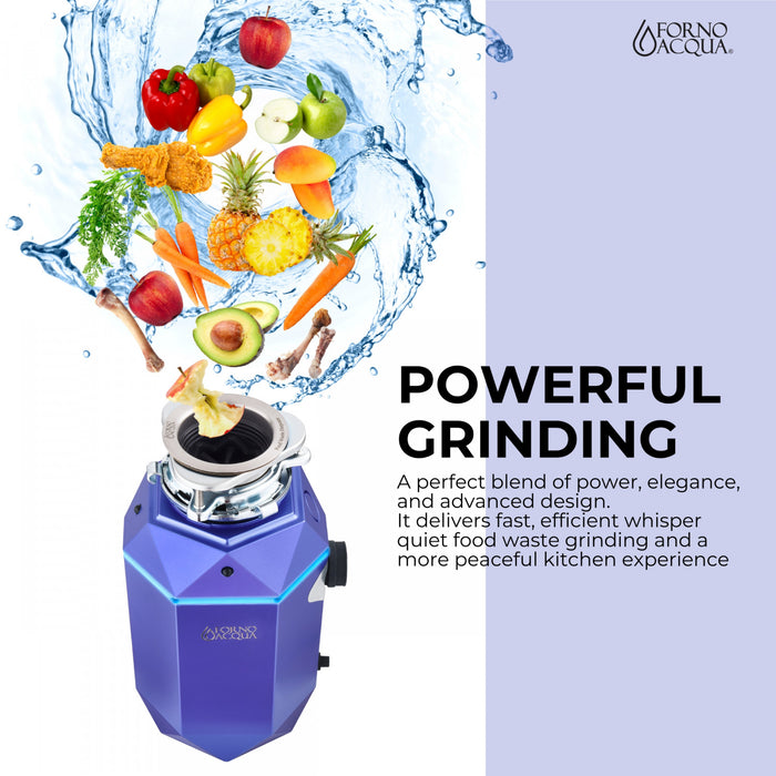 BrightDIAMOND 3/4HP Quietest Waste Disposer, LED Cabinet Light, Corded & Air Switch, Amethyst - WDD075TA1AM Food Disposer