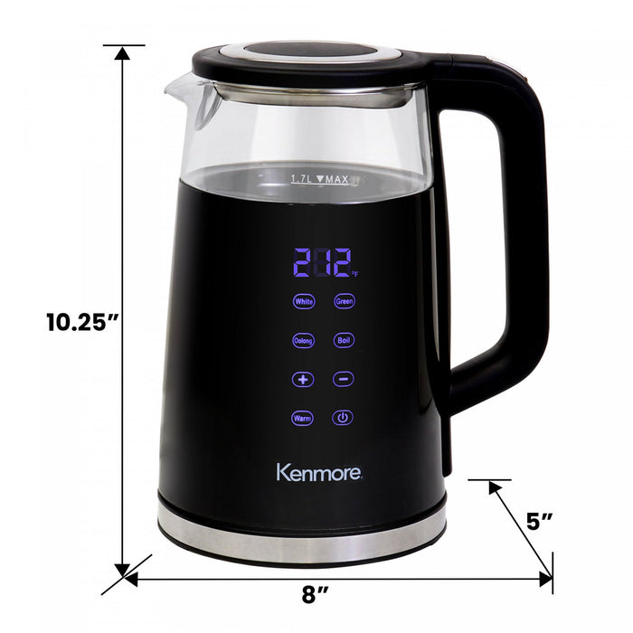 Kenmore Double Wall Glass Digital Touch Screen 1.7 L Kettle Black - KKTKDB 1.7 L