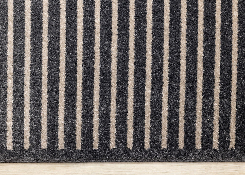 Maverick Beige Brown Black Striped Design Rug, 5'3\" x 7'7\" Indoor Area Rug