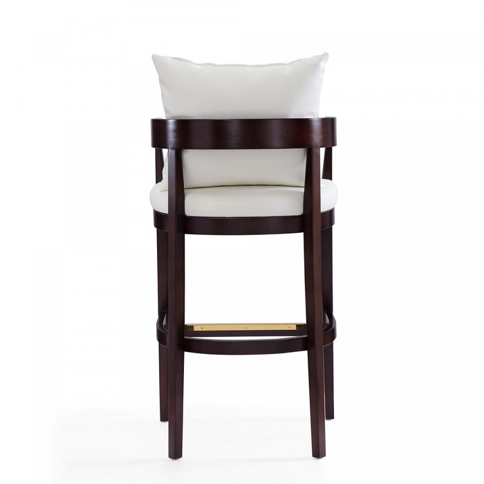 Ritz Mid-Century Modern Wood Upholstered Barstool in Ivory - Set of 2