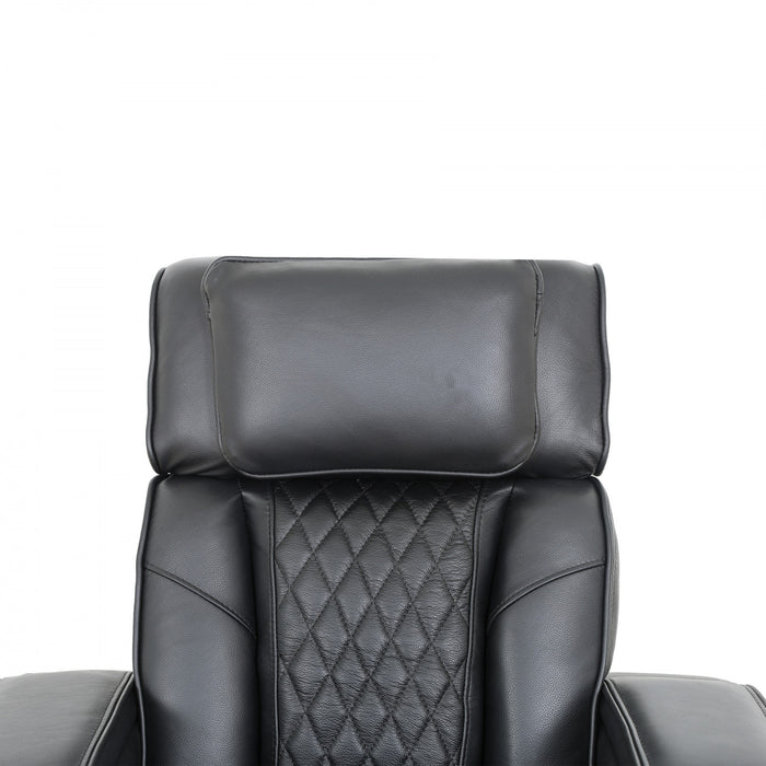 Kingsley 37 in. Leather Match Swivel Glider Recliner - Black