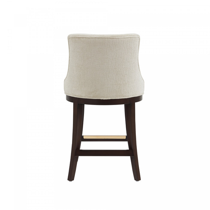 Lucia Modern Chenille Wood Counter Stool in Natural - Set of 3