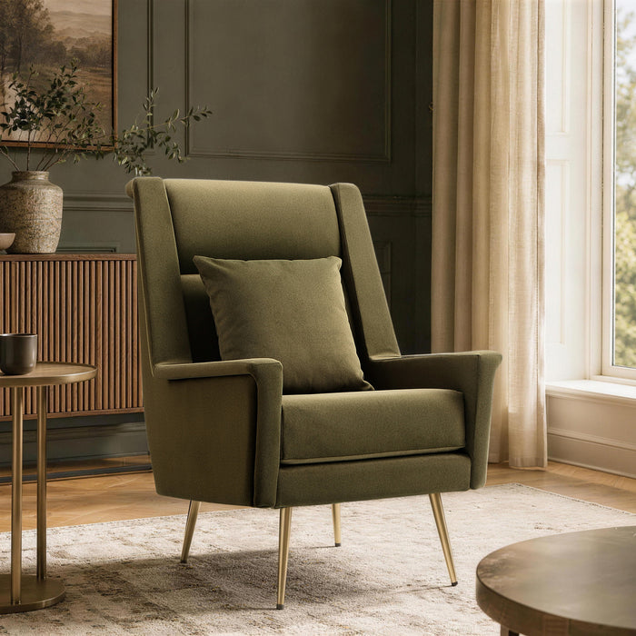 Vista Mid-Century Modern Metal Upholstered Lounge Chair in Forest Green
