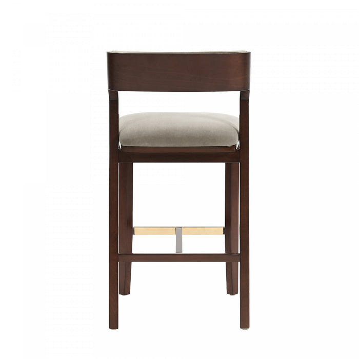 Patricia Modern Wood Upholstered Barstool in Linen - Set of 3