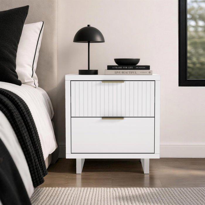 Elara Contemporary 18\" Solid Wood Nightstand in White (2-Drawer)