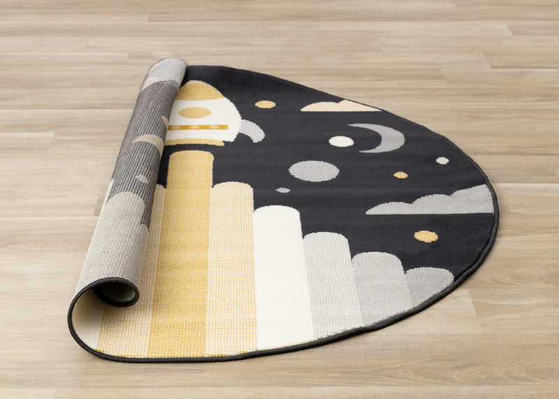 Forte Kids Spaceship Round Area Rug - 5'3\" x 5'3\"