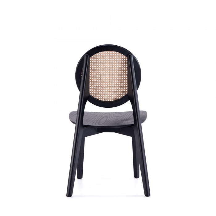 Versailles Industry Chic Wood Dining Chair in Black and Natural - Set of 4