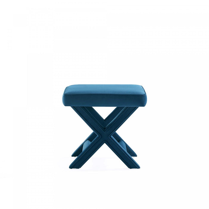 Abigail Mid-Century Modern Upholstered Velvet Accent Bench in Blue