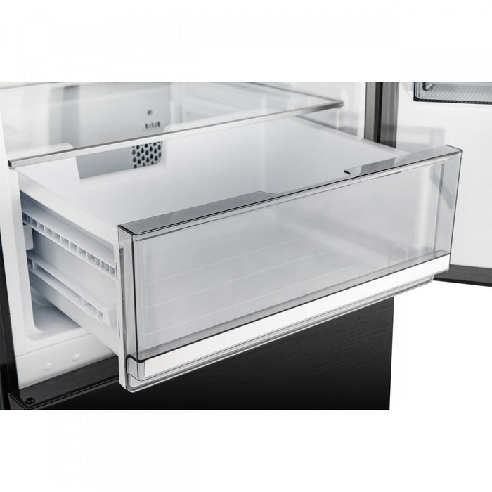 Forno Custodia 24\" Bottom Freezer, 10.3 cu.ft., Right Swing, Total No frost, Black - FFFFD1766-24BLK-RS Refrigerator