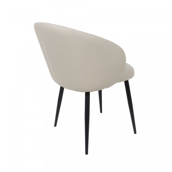 Looma Contemporary Modern Vegan Leather Metal Side Chair in Stone Gray - Set of 2