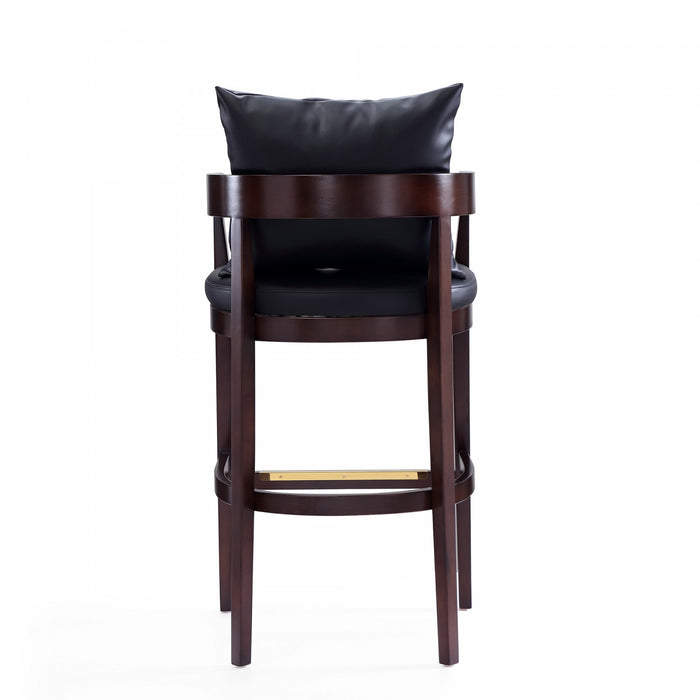 Ritz Mid-Century Modern Wood Upholstered Barstool in Black - Set of 2