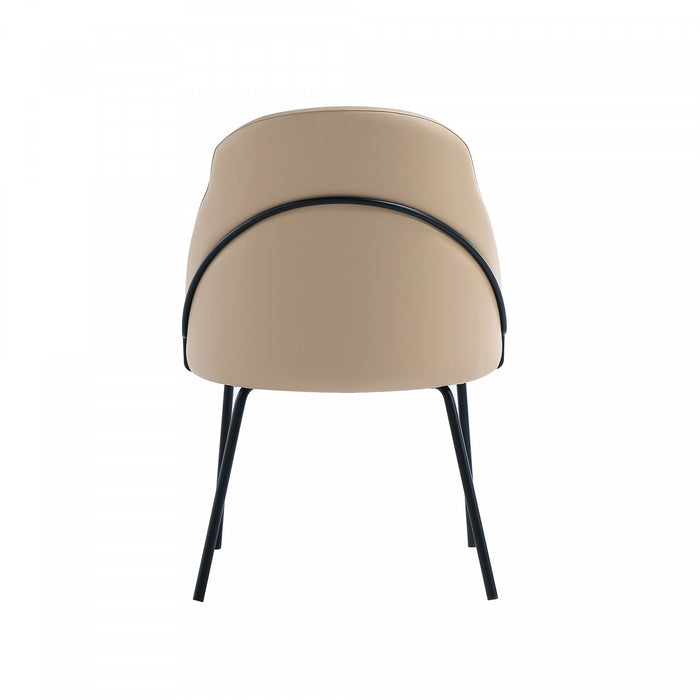 Gracie Modern Vegan Leather Metal Dining Chair in Tan and Black - Set of 4