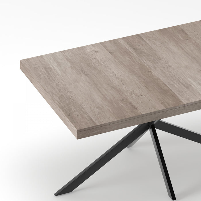 Ethan Retro Rectangular Extendable Dining Table with Hidden Storage,Grey
