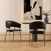Slate Contemporary Modern Vegan Leather Metal Armchair in Black - Set of 2 | Fauteuil contemporain moderne en cuir vegetalien avec accoudoirs en metal noir - Lot de 2