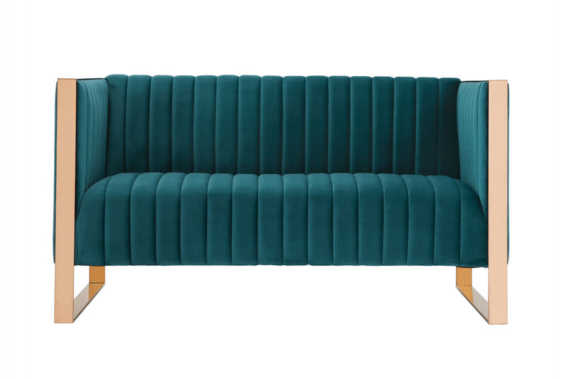 Trillium Mid-Century Modern 3-Piece Sofa Set in Teal