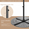 Costway 10' Hanging Solar LED Umbrella Patio Sun Shade Offset Market W/ Base Tan