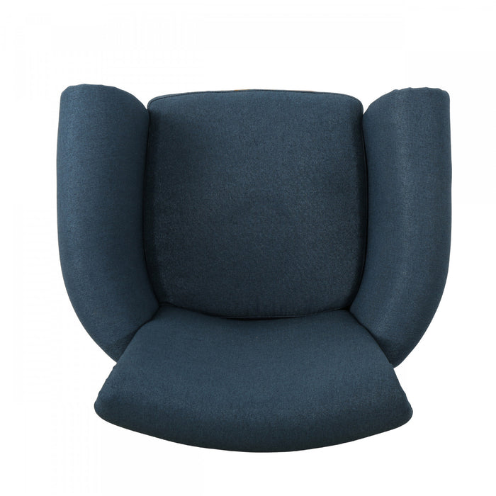 Mason Fabric Chair With Wood Legs And Nailhead Trim - Navy Blue