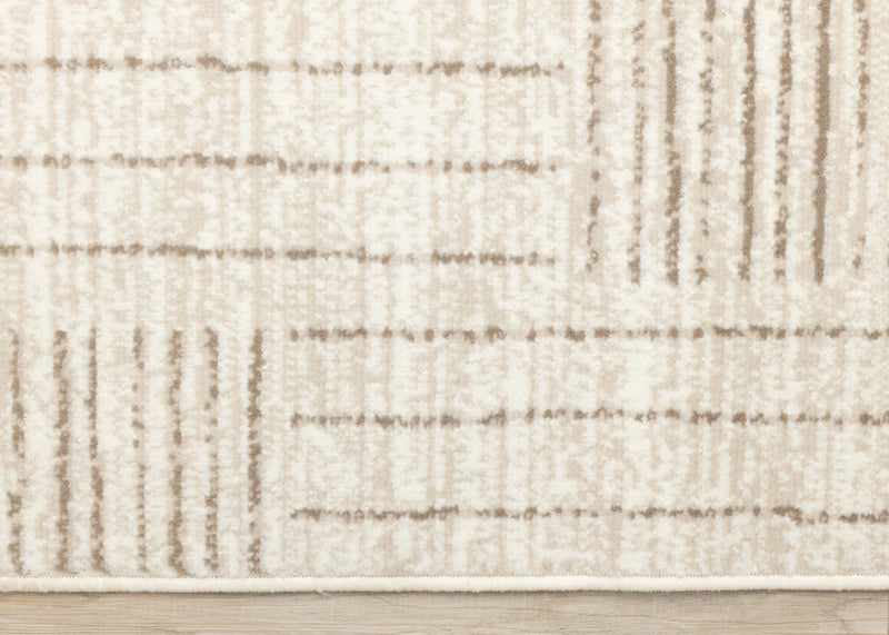 Florence Brown Cream Geometric Linework Design Rug, 6'7\" x 9'6\" Indoor Area Rug