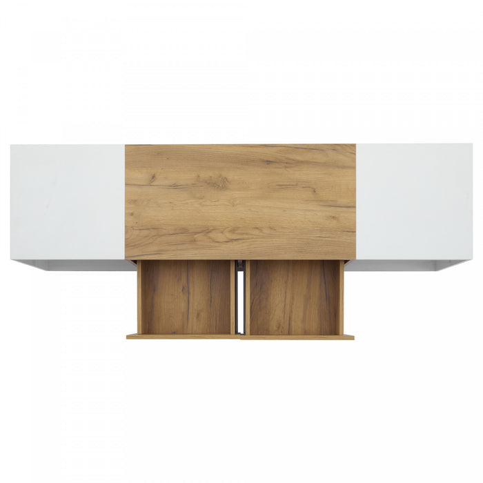 Lucas Modern TV Stand for 70 Inch TVs with Storage Drawers and LED Lighting,White
