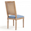 Oliver Solid Wood Rubberwood Dining Chair Set of 2 with Upholstered Seat Cane Backrest and Fluted Legs,Blue | Oliver lot de 2 chaises de salle a manger en bois massif (hevea) avec assise rembourree, dossier en cannage et pieds canneles, bleu
