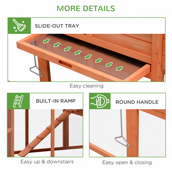 Pawhut 82\" Deluxe Wooden Chicken Coop Poultry Habitats Large Rabbit Hutch Hen House Outdoor Cage With Ventilation Window,run And Nesting Box