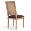 Oliver Solid Wood Rubberwood Dining Chair Set of 2 with Upholstered Seat Cane Backrest and Fluted Legs,Brown | Oliver lot de 2 chaises de salle a manger en bois massif (hevea) avec assise rembourree, dossier en cannage et pieds canneles, marron