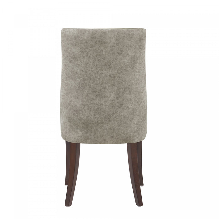 Connie Modern Vegan Leather and Velvet Wood Dining Chair in Taupe - Set of 4