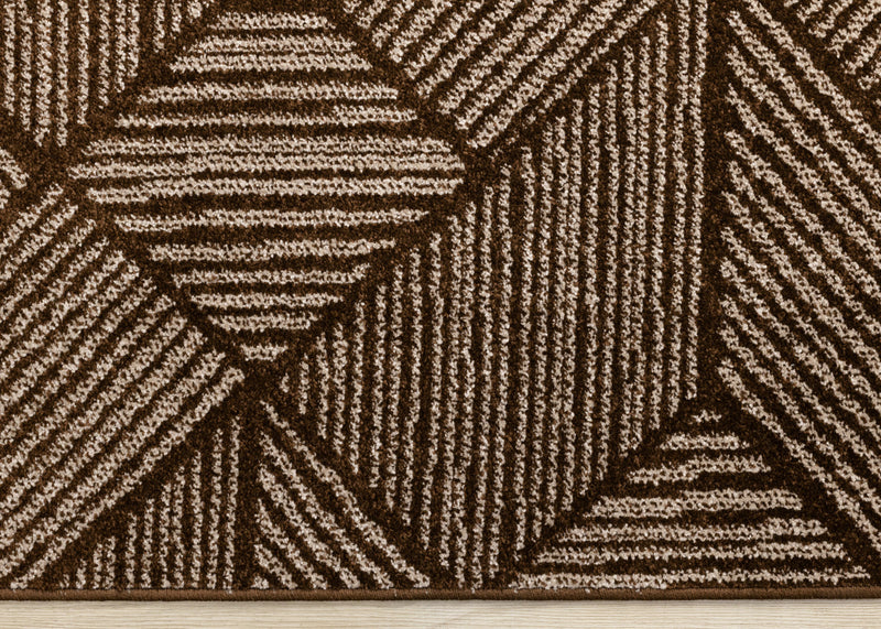 Covington Brown Taupe Striped Geometric Design Rug, 5'3\" x 7'7\" Indoor Area Rug