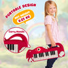 Costway 25-Key Kids Piano Keyboard Dinosaur Shape Toy Digital Piano with Built-in Music & Light Red