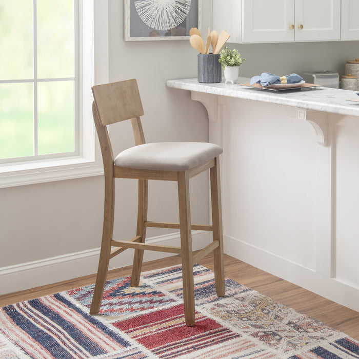 Jorissen Linen-Look Fabric Barstool - Grey