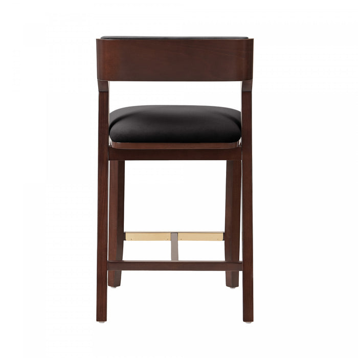 Patricia Modern Wood Upholstered Counter Stool in Black - Set of 3
