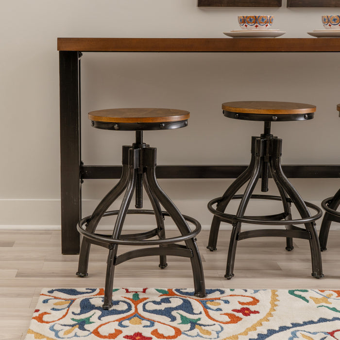 Hawkford Brown Adjustable Height Backless Barstool - Set of 2