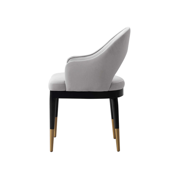 Carrington Modern Glam Upholstered Velvet Armchair in Light Gray - Set of 2