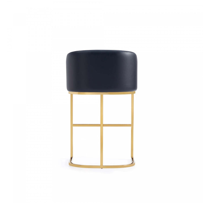Louvre Mid-Century Modern Metal Upholstered Counter Stool in Black - Set of 3 Bar Stool