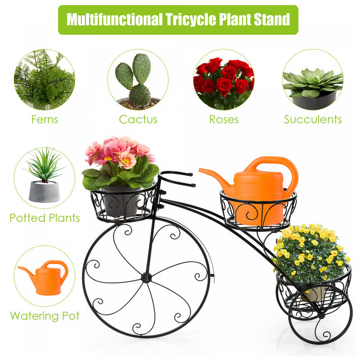 Costway Tricycle Plant Stand Flower Pot Cart Holder Parisian Style Displaying