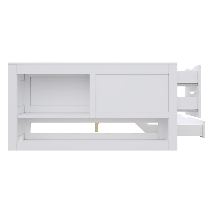 Mason Daybed with Headboard Storage and Multifunctional Storage Bed Frame,Full Size,White