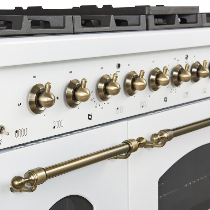 Forno Antico 48\" Gas Range, White, Double Ovens, -FFSGS6219-48WHT