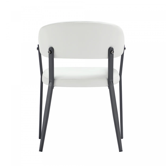 Belle Modern Metal Upholstered Dining Chair in White
