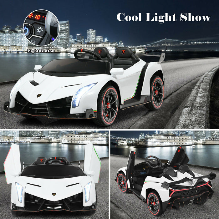 Costway 12v 2-seater Licensed Lamborghini Kids Ride On Car W/ Rc & Swing Function White