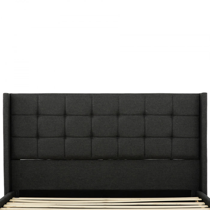 Wilder Grey Upholstered Wingback Platform Bed - Queen