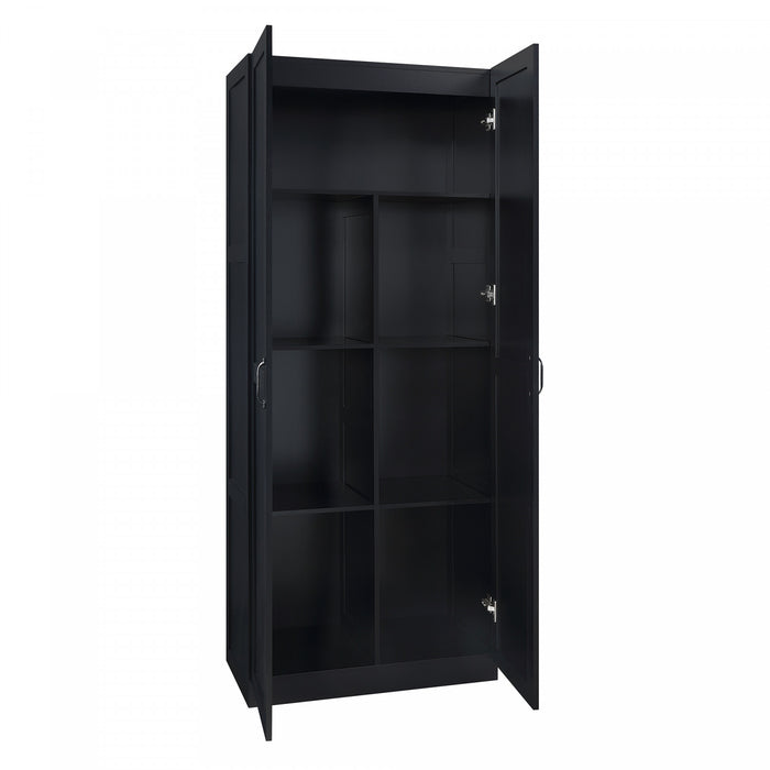 Hopkins Modern 30\" Storage Cabinet in Black (7-Shelf) - Set of 2 Armoire