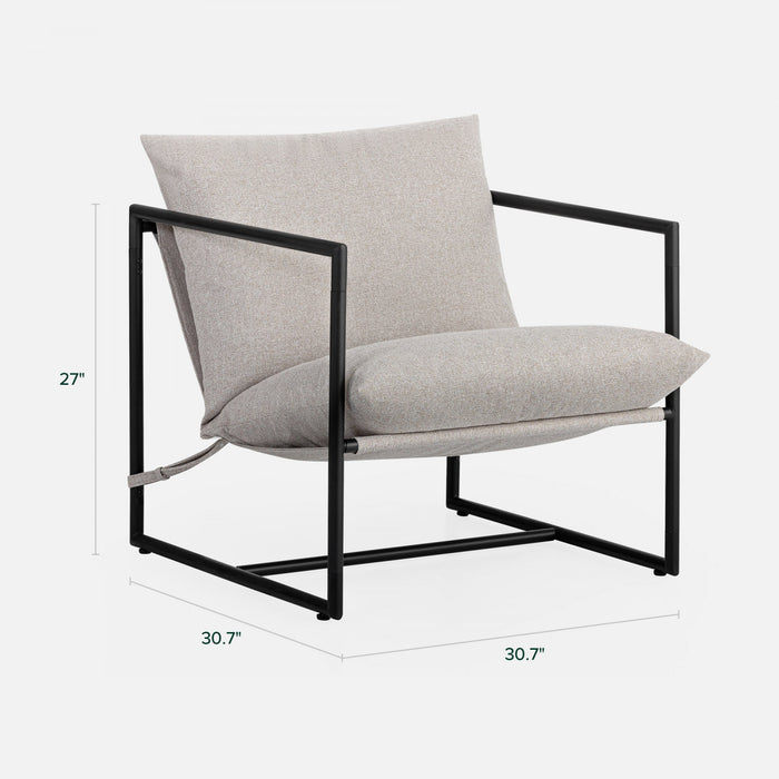 Aidan Metal Frame Sling Accent Chair with Cushions - Oatmeal
