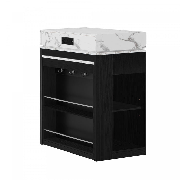 Logan Extendable Dining Table with Folding Top and Storage Drawers,Black