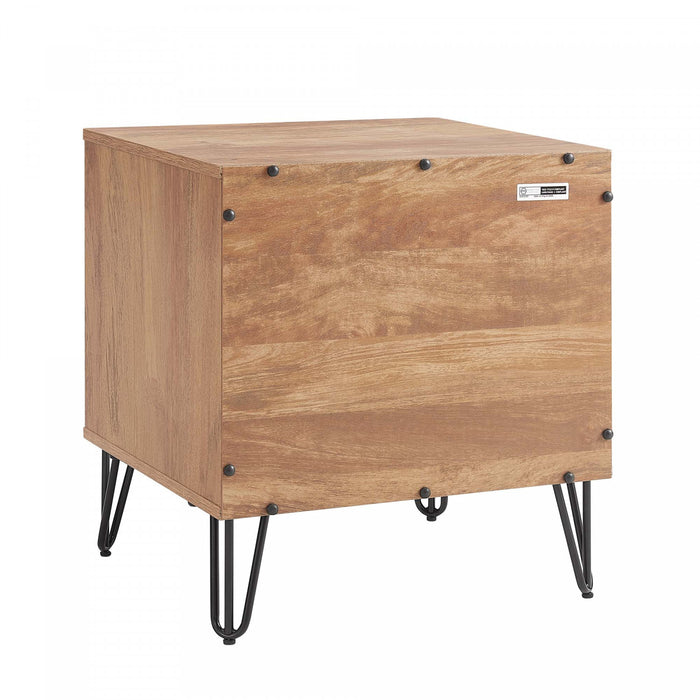 Dumbo Modern 20\" Fluted Nightstand in Golden Brown (1-Drawer) - Set of 2