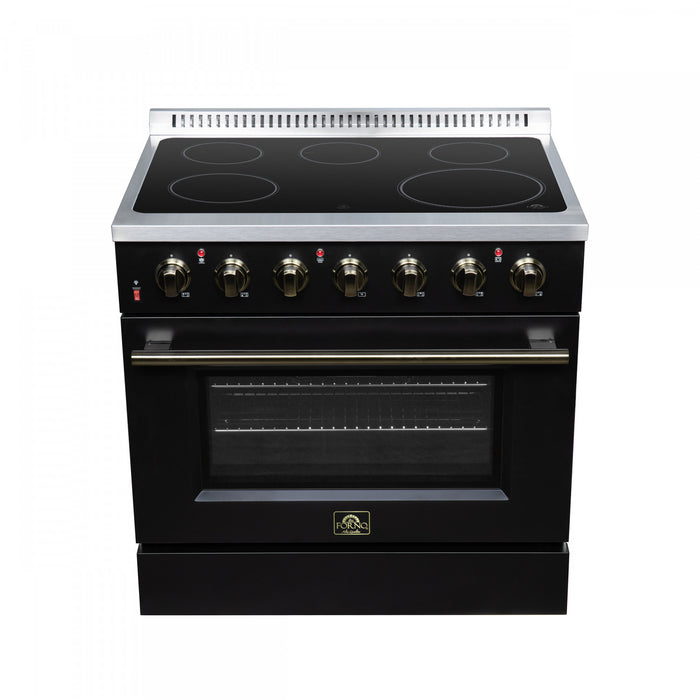 Forno Galiano 36 Inch Freestanding Electric range, 5 radiant burners, 5.36 cu.ft., Black - FFSEL6083-36BLK Electric Range